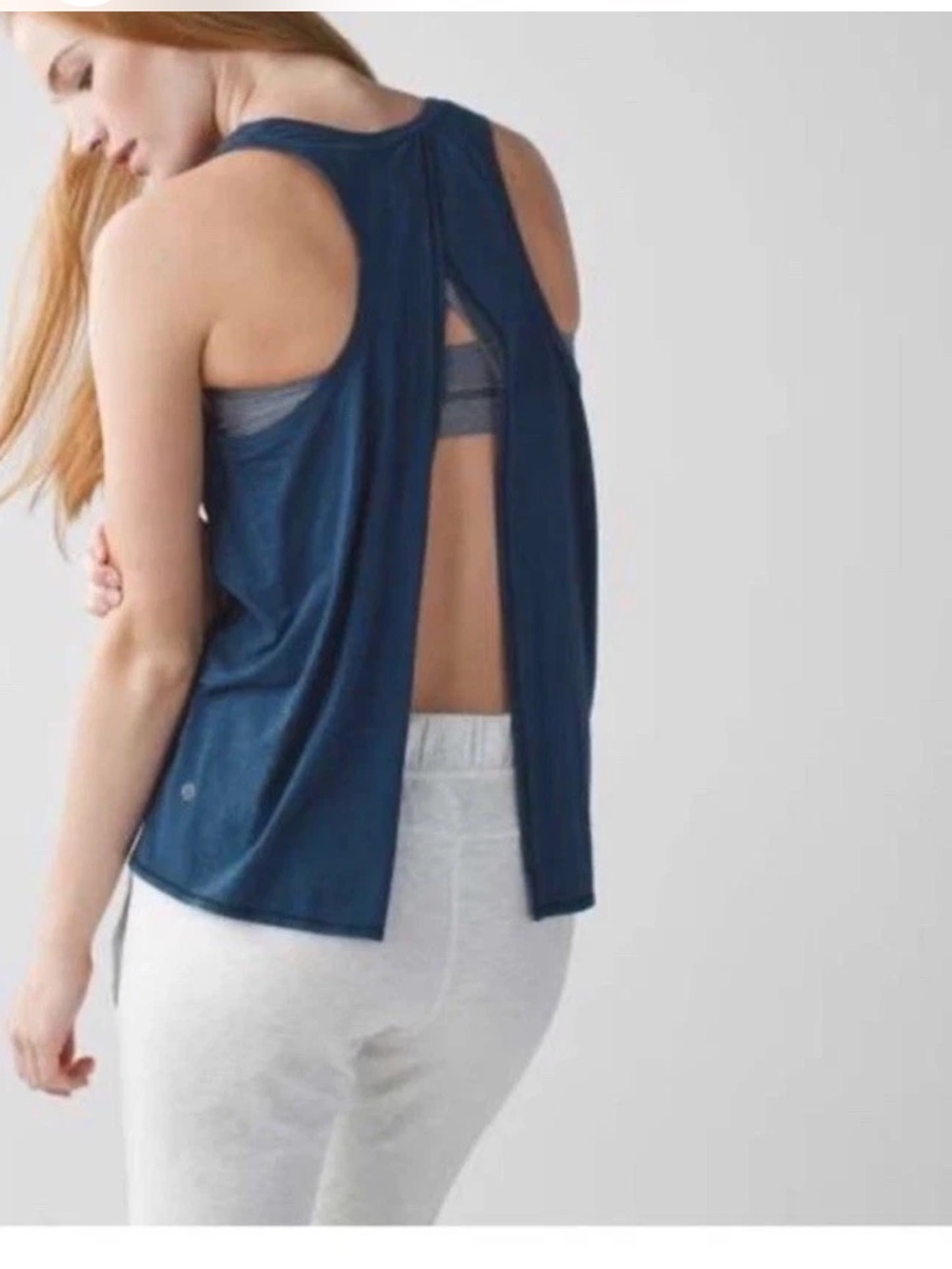 lululemon all tied up crew neck Navy Open-Back S
